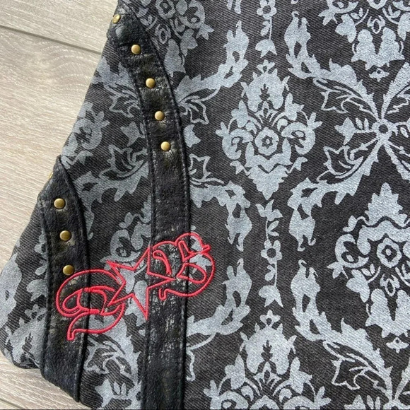 Skull Dust Bag  Canvas Studded Tote Shoulder Bag - Picture 2 of 13